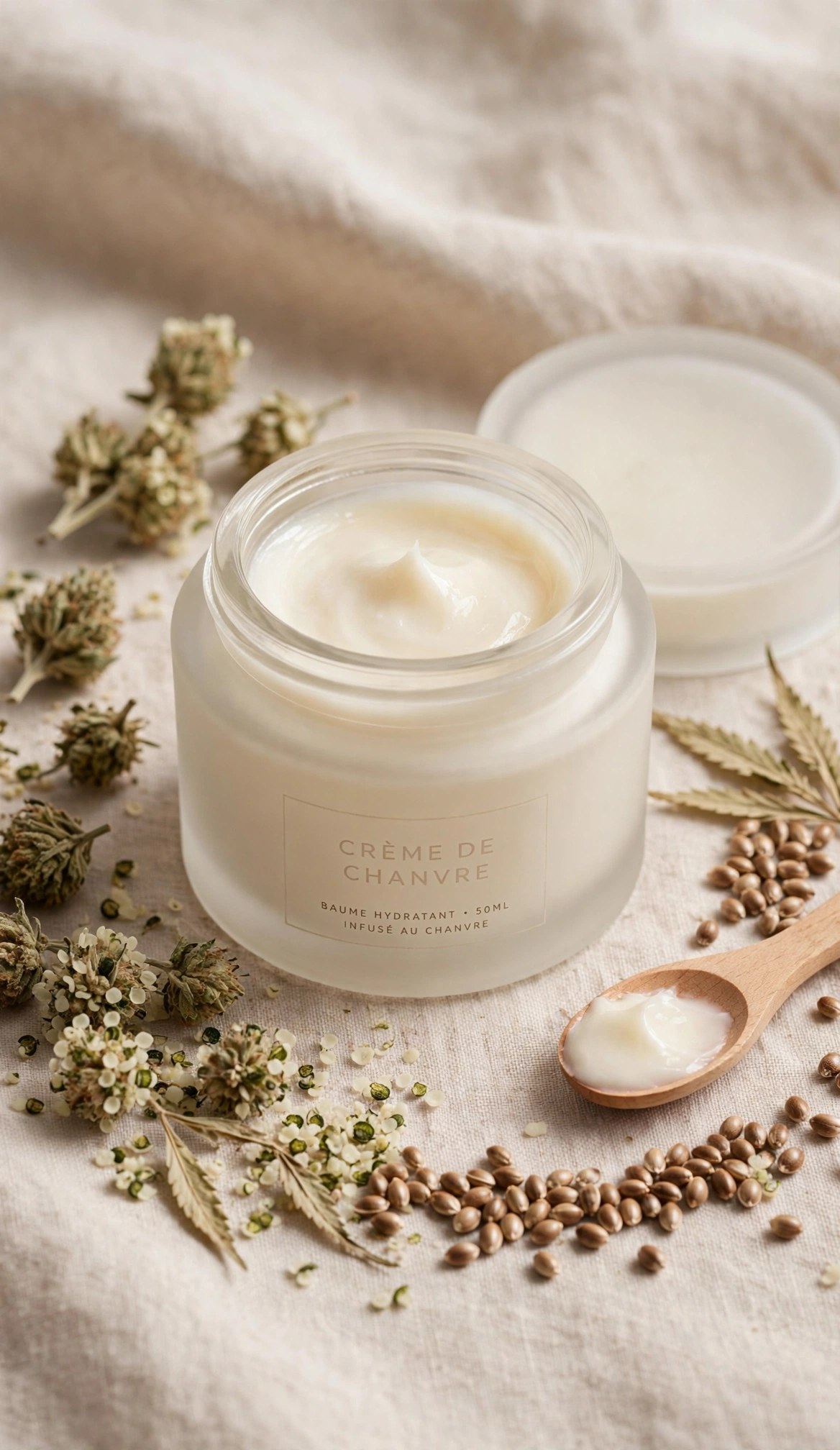 Cosmética de cáñamo B-Blunt — crema infusionada, flores y semillas de cáñamo