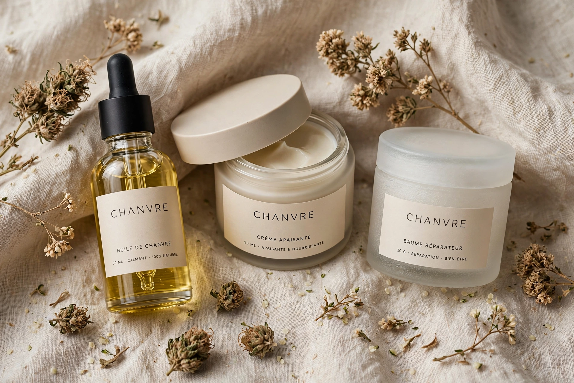 Productos de cosmética de cáñamo B-Blunt — naturaleza muerta